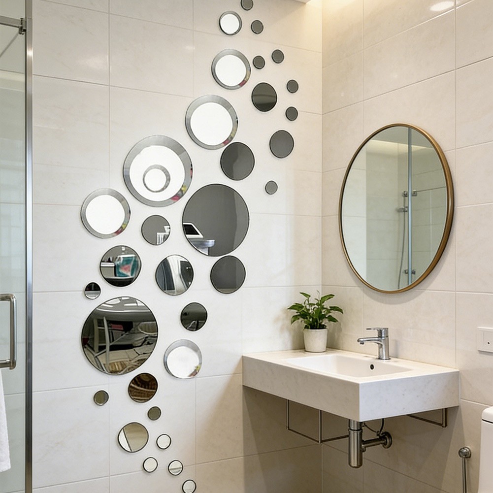 Circular Acrylic Mirror Sticker for Interior Walls Doors and Glass Surfaces