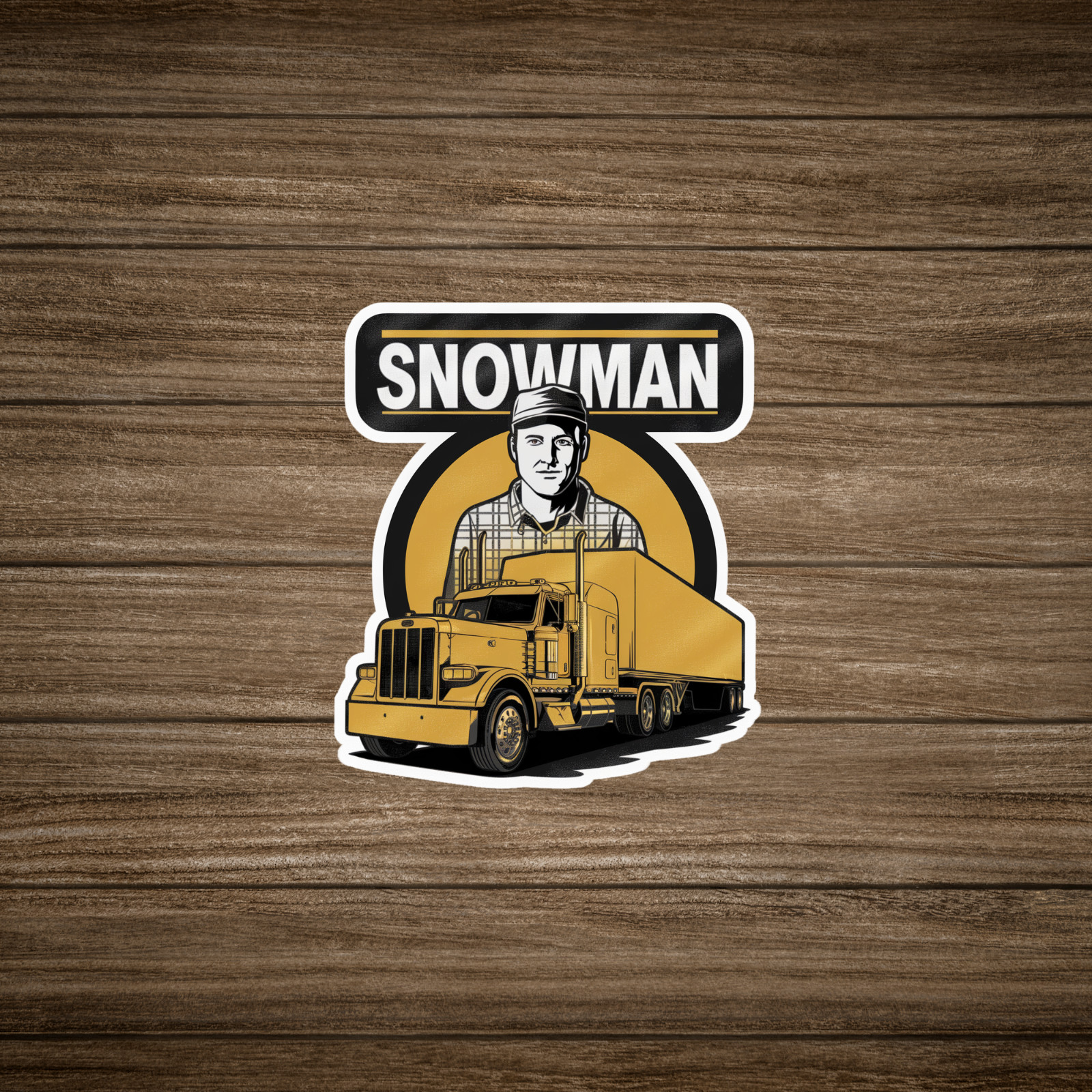 Retro Snowman Trucker Sticker – Vintage Illustration Semi Truck Decal #1958