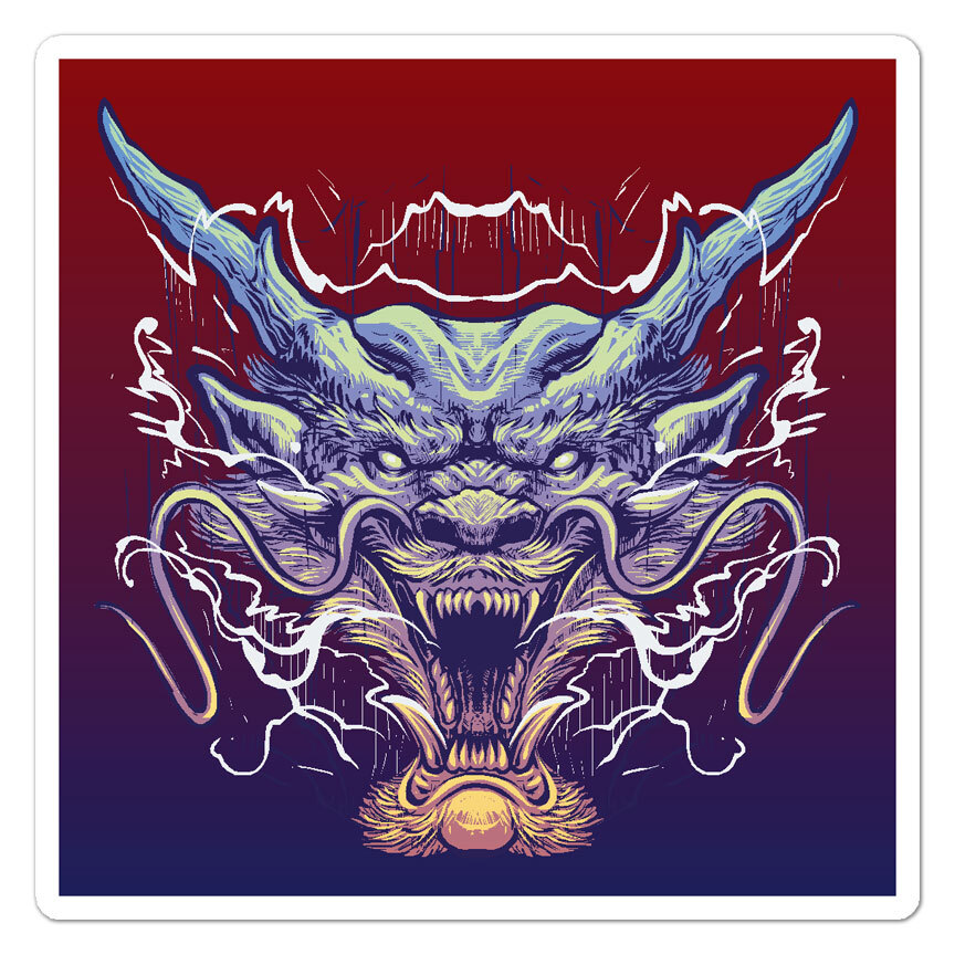 Asian Dragon Head, Vinyl Decal Sticker, Indoor Outdoor, 3 Sizes, #11144