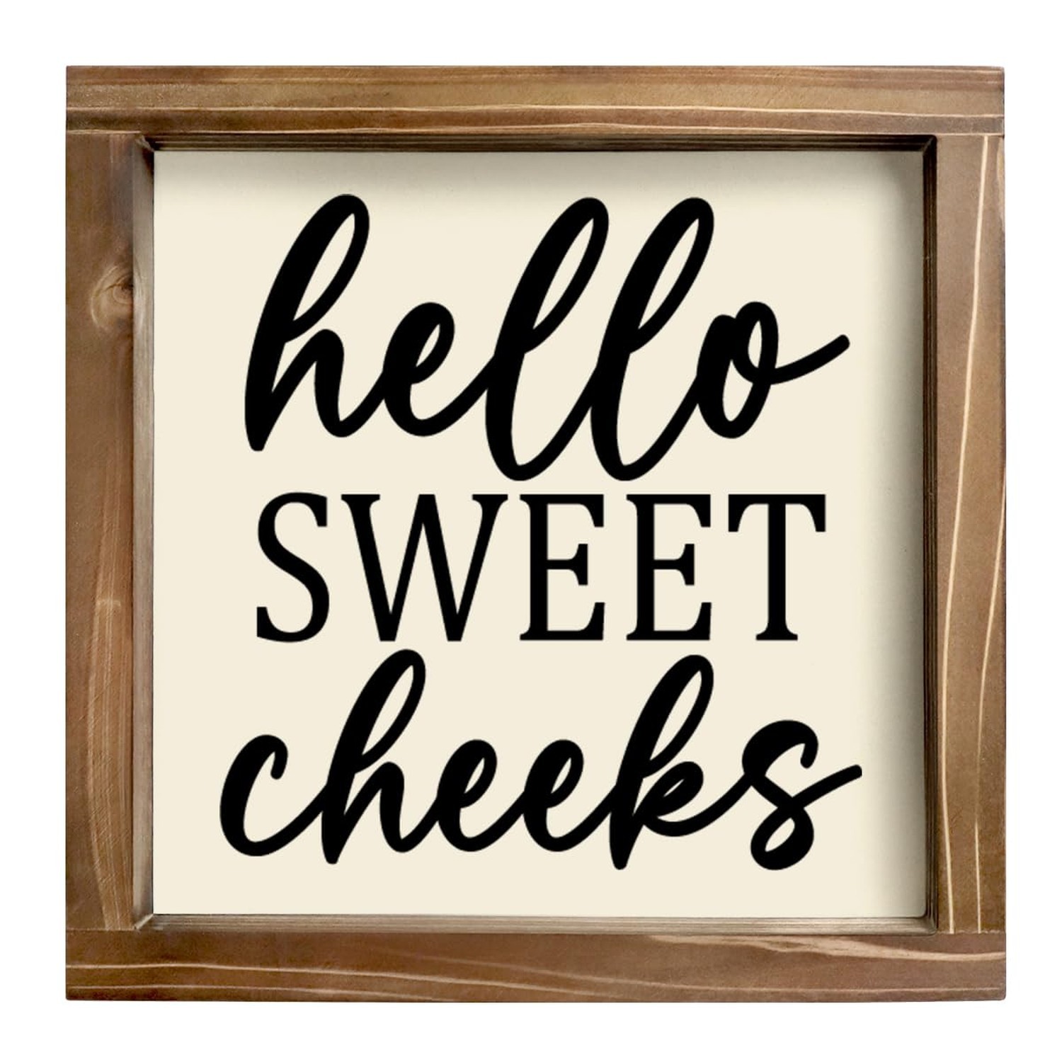 Kas Home Rustic Farmhouse Bathroom Decor – Cute ‘Hello Sweet Cheeks’ Wooden S…