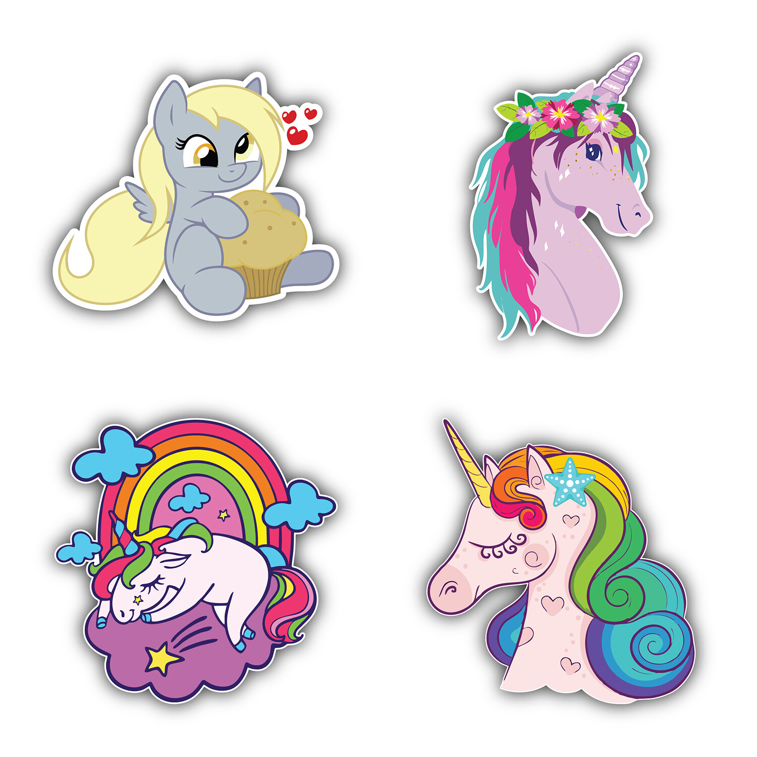 My Little Pony Cartoon Set Of 4 Vinyl Sticker Decal – 5” longer side ID:7