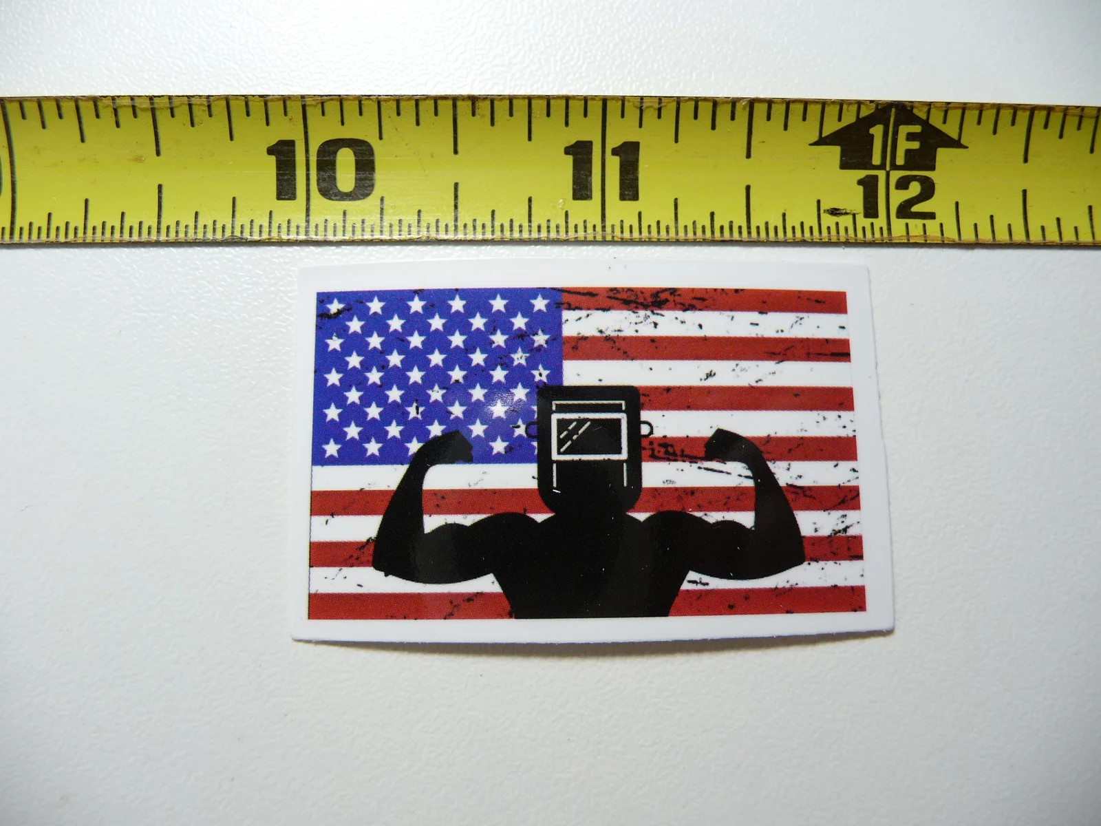 US FLAG WELDER SILHOUETTE WELDING SMALL STICKER DECAL WORK JOB HARD HAT PRIDE