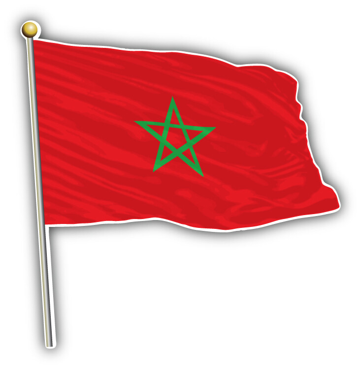 Morocco Waving Flag Car Bumper Sticker Decal