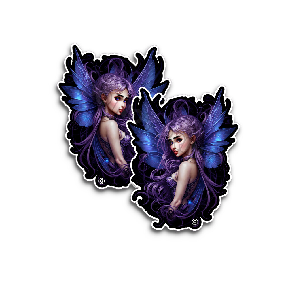 Fairy Stickers Cute Happy Purple Pixie Stickers Die Cut Decals M33301 Set of 2