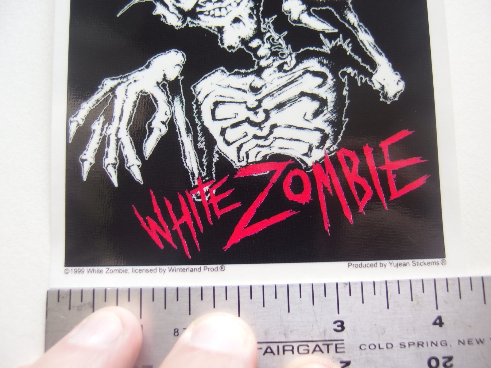 💀 Vintage White Zombie Devil Skeleton Sticker 1999 4.25″ x 4.875″ Rob Zombie