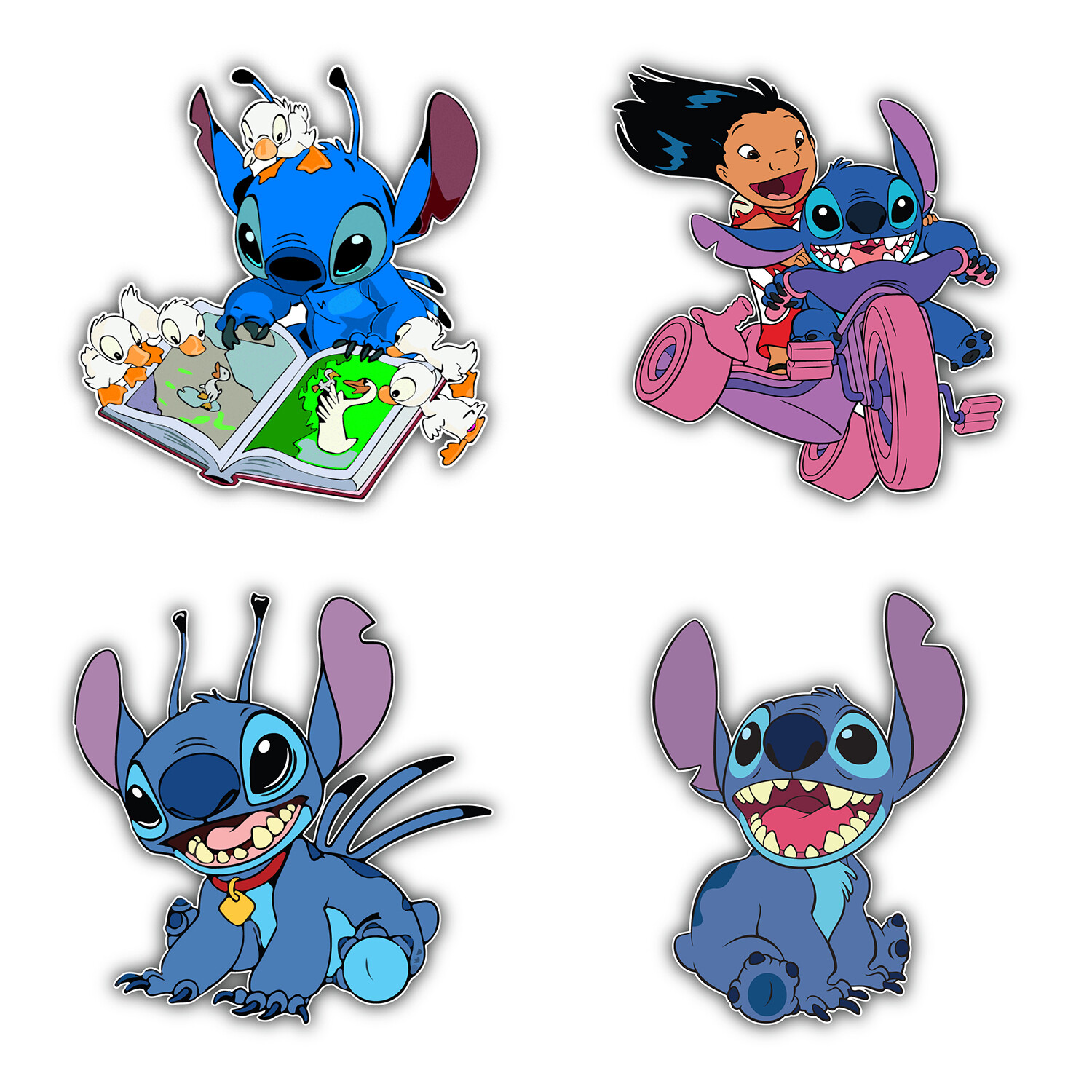 Lilo & Stitch Cartoon Set Of 4 Vinyl Sticker Decal – 5” longer side ID:9