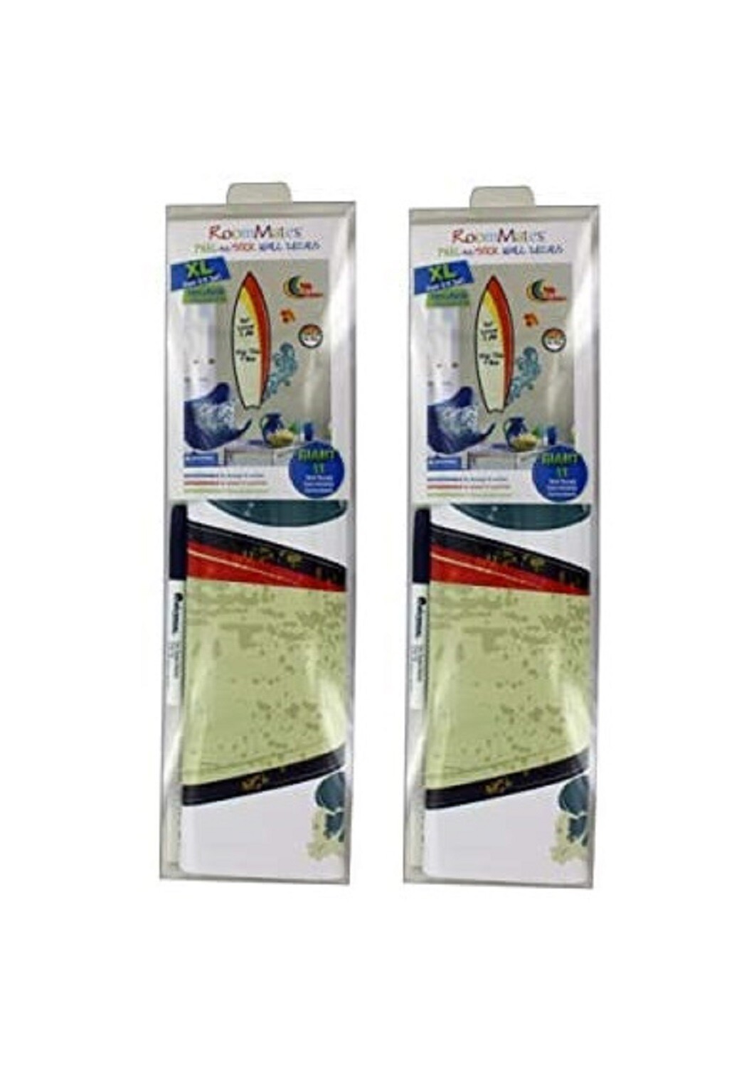 2 packages Surfboard RoomMates Decals Set of 11 pieces each Removable Dry Erase