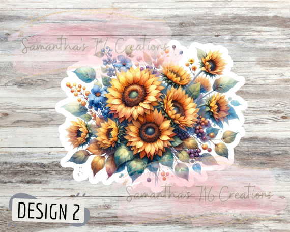 Sunflower Vinyl Stickers 3″ For Laptops, Cups, Etc. Indoor, Water Resistant