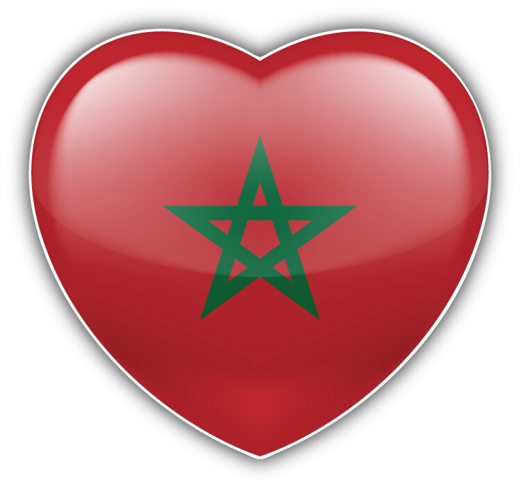 Morocco Glossy Heart Flag Car Bumper Sticker Decal