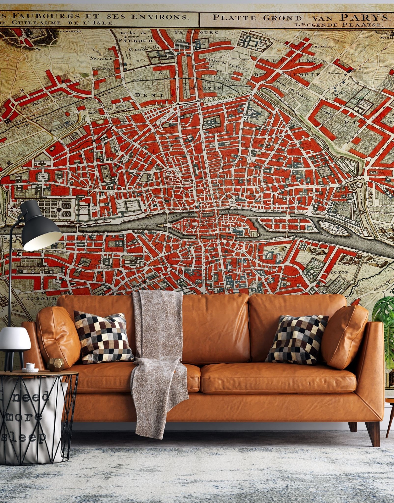 Vintage Map of Paris Wall Mural. Plattegrond van Parijs (ca. 1721–1774) by Guill