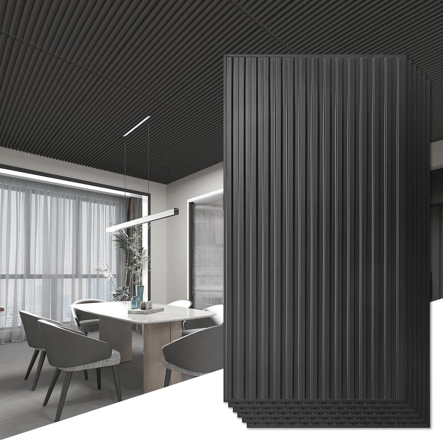 Art3D 6-Pack Slat Design 3D Wall Panels for Interior Wall Decor, 2X4 FT PVC Deco