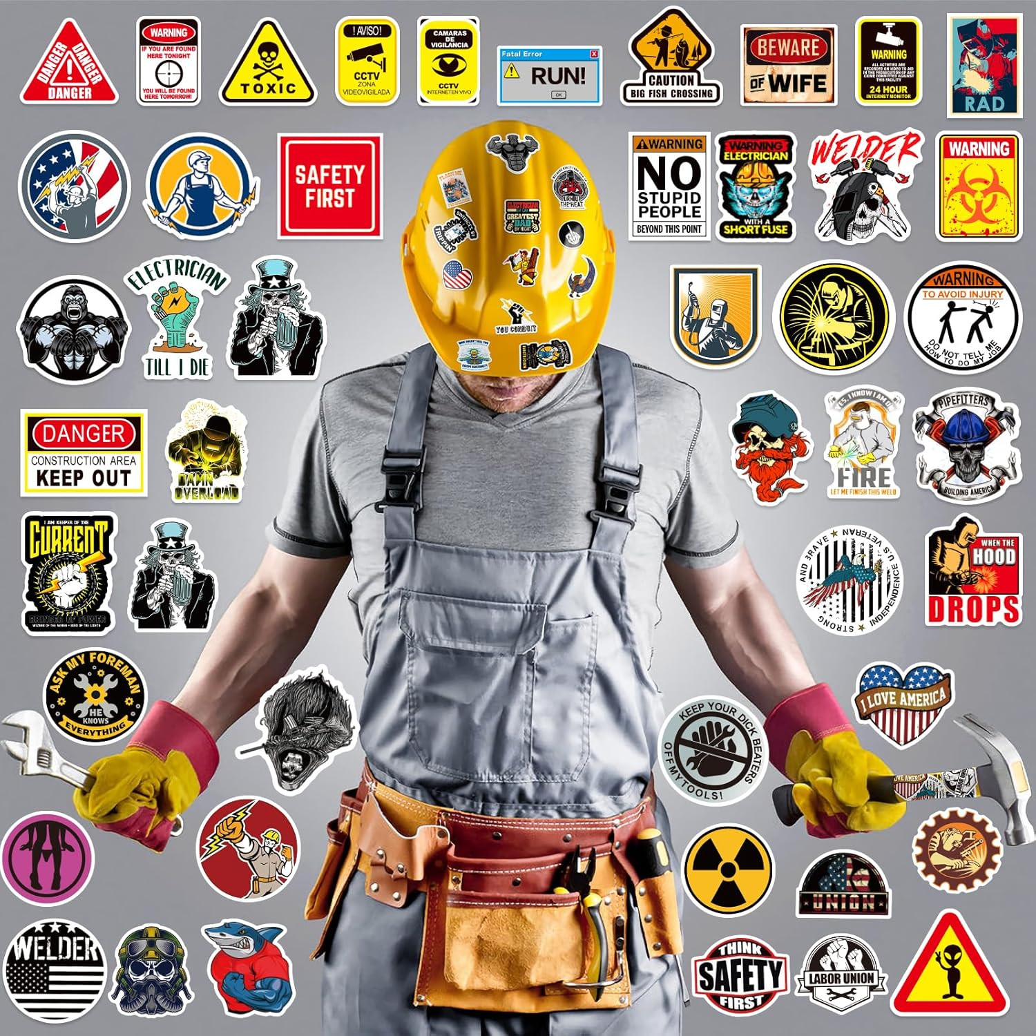 Arme 400 Pcs Hard Hat Stickers, Welding Stickers for Men&Adults Helmet, 100% Vin