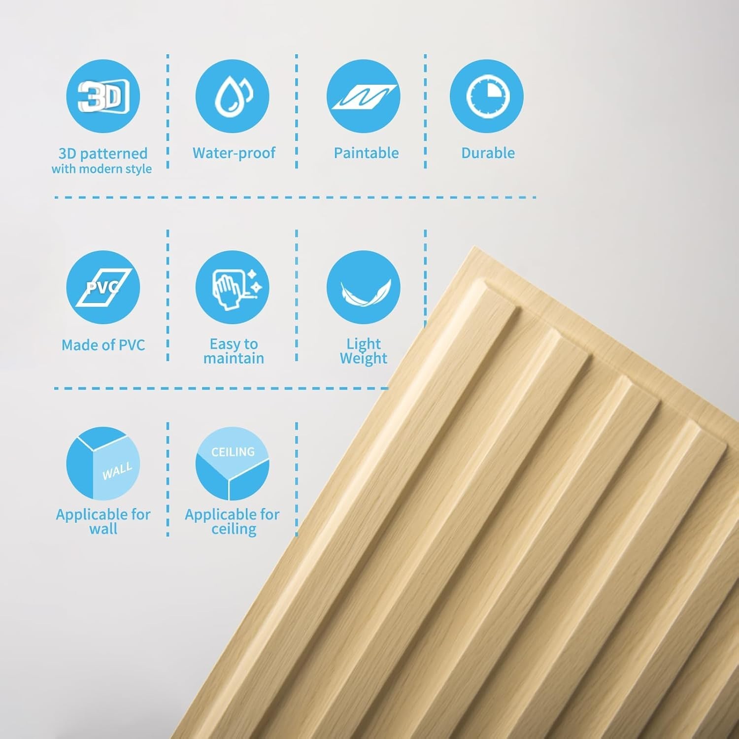 Interior Decor Slat Design Panels – Oak, 6-Pack