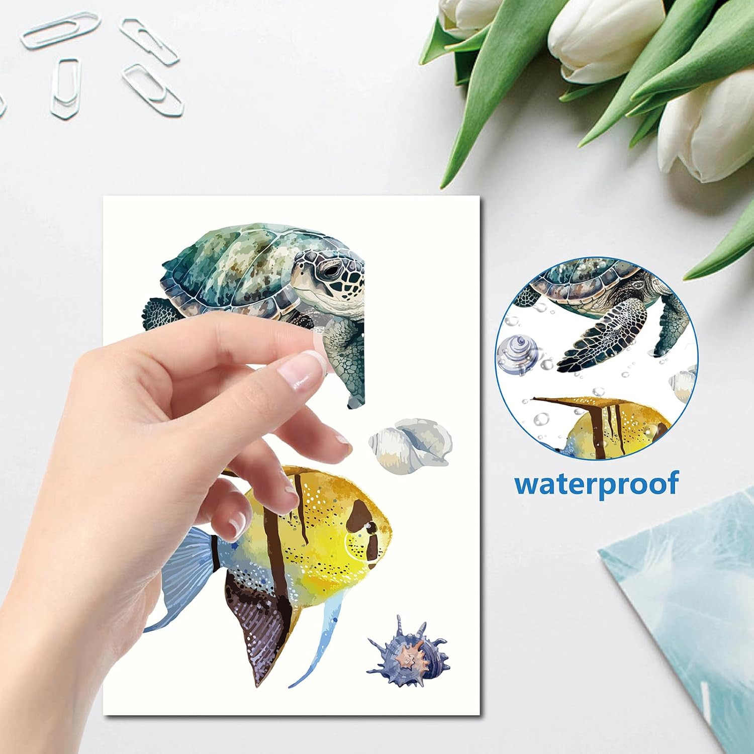 8 Sheets Sea Life Window Decals Stickers Ocean 3D Turtle Seahorse Starfish Coral