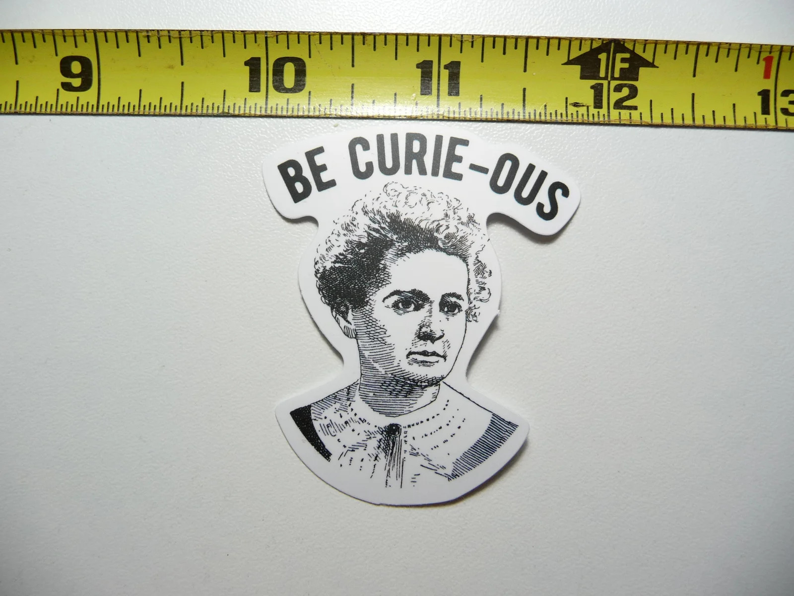 MADAM CURIE BE CURIEOUS SMALL STICKER DECAL FUNNY PARODY FAMOUS FUNNY