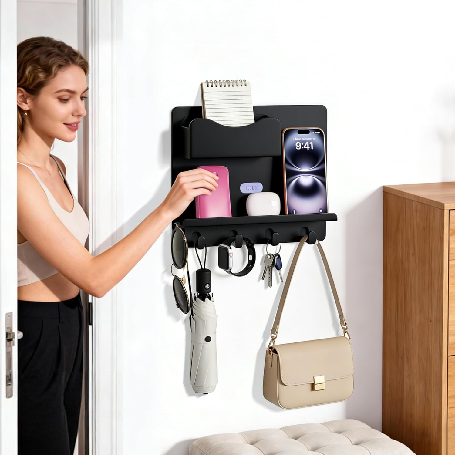 Floating Shelves Bedside Shelf Accessories Organizer Wall Mount Self Stick On