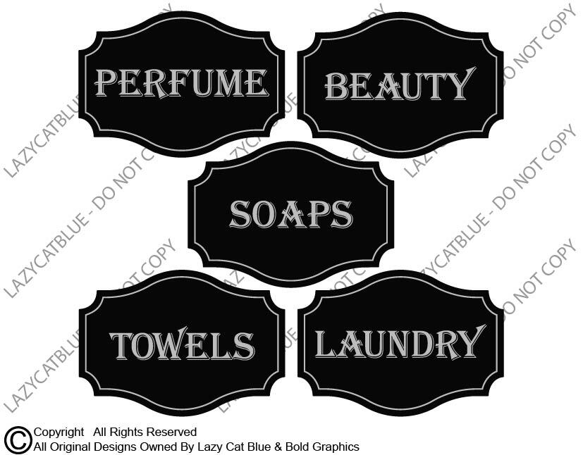 Bathroom Label Decal Sticker Bath Jar Soaps Wash Room Beauty Home Decor Laundry
