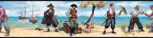 Room Mates Peel and Stick Wall Border RoomMates RMK1040BCS PIRATES PIRATE
