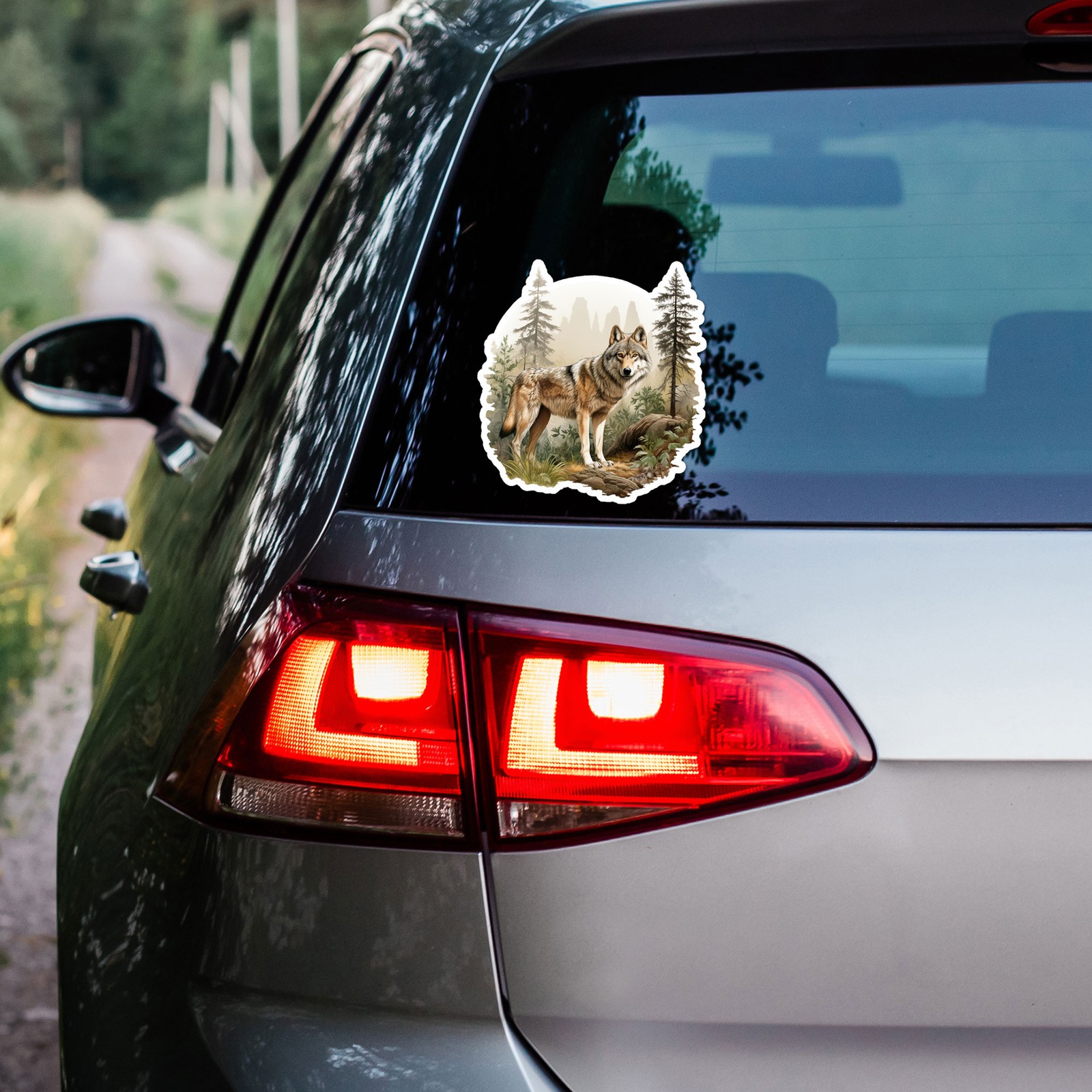 Grey Wolf Forest – Vinyl Decal Sticker – Car Window Laptop – ebn12095