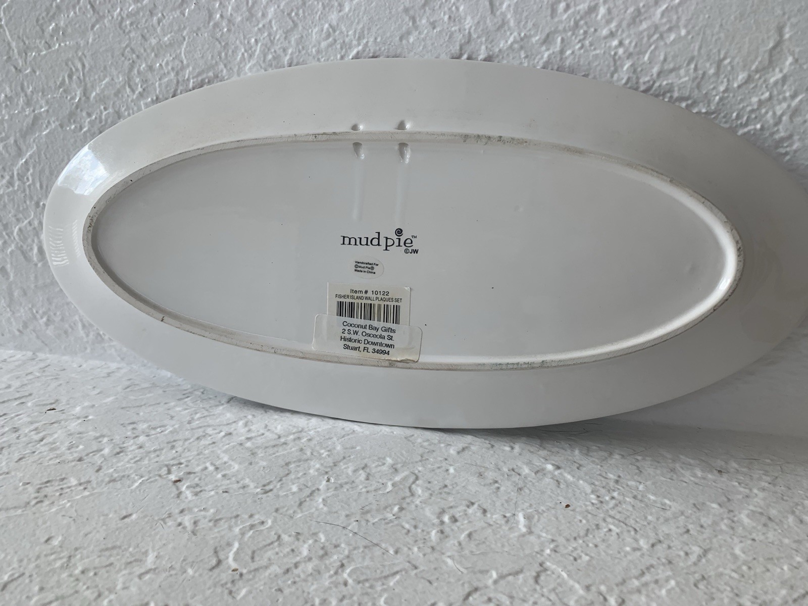 Mud Pie Grouper Design Oval Shape 13”x 6” Wall Hanging Ceramic Green Fish Dish
