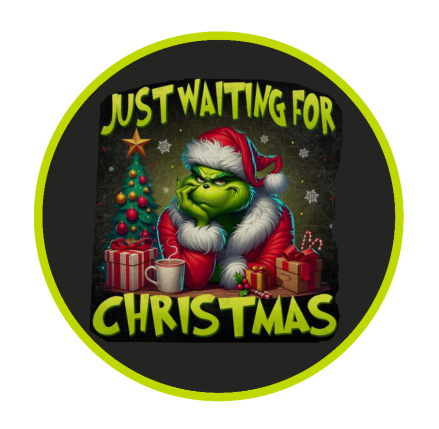 Christmas – Grinch “Just Waiting” – 4″ Vinyl Decal Sticker Gift Decor Jar Car 25