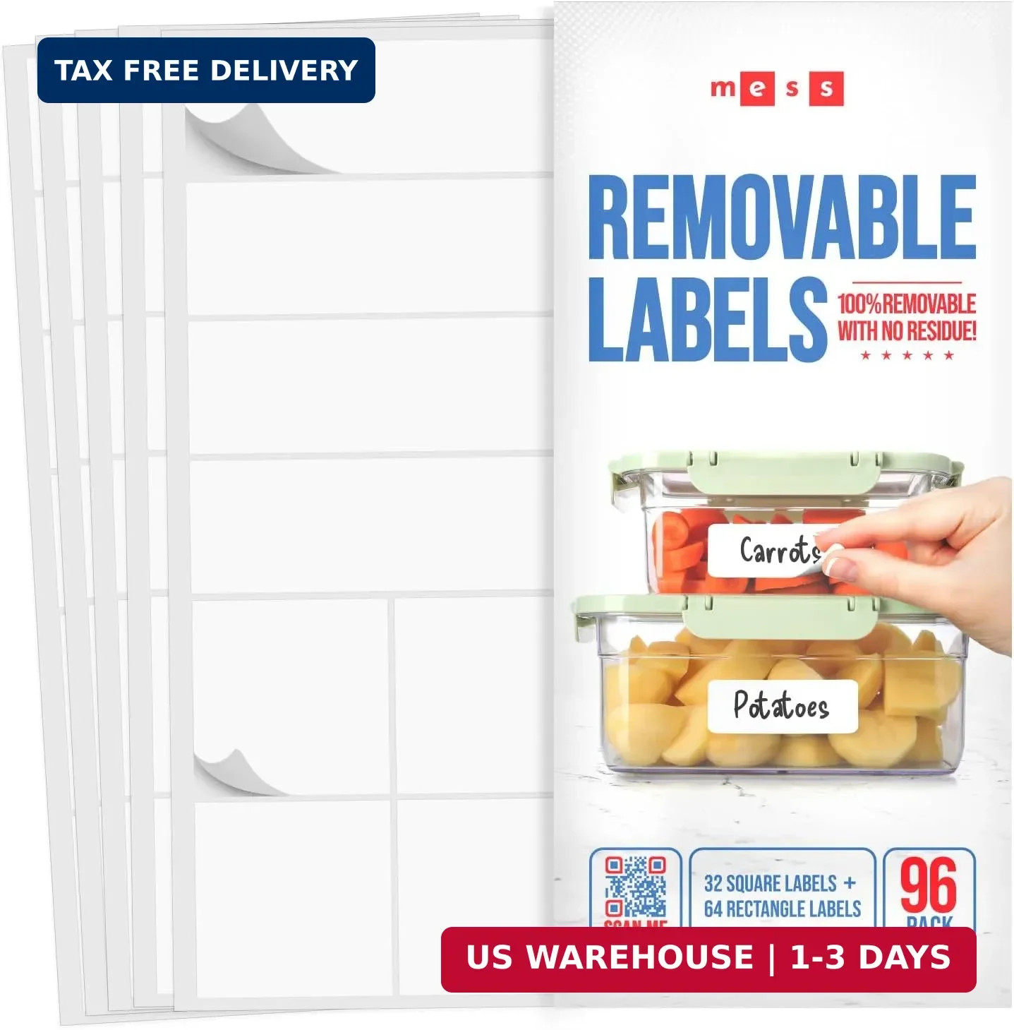 96 Pcs Dry Erase Pantry Labels Reusable Waterproof Fridge Freezer Jar Stickers