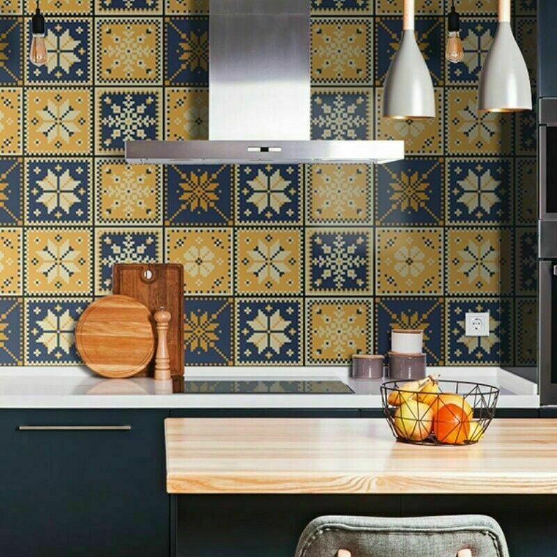 Waterproof Ceramic Tile Sticker Self Adhesive Kitchen 3D Floor Wall Stickers