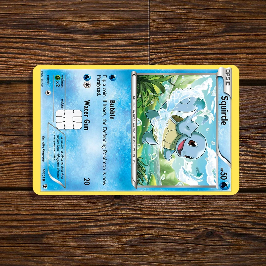 Squirtle Pokemon Vinyl Sticker – Funny Credit/Debit Card Skin