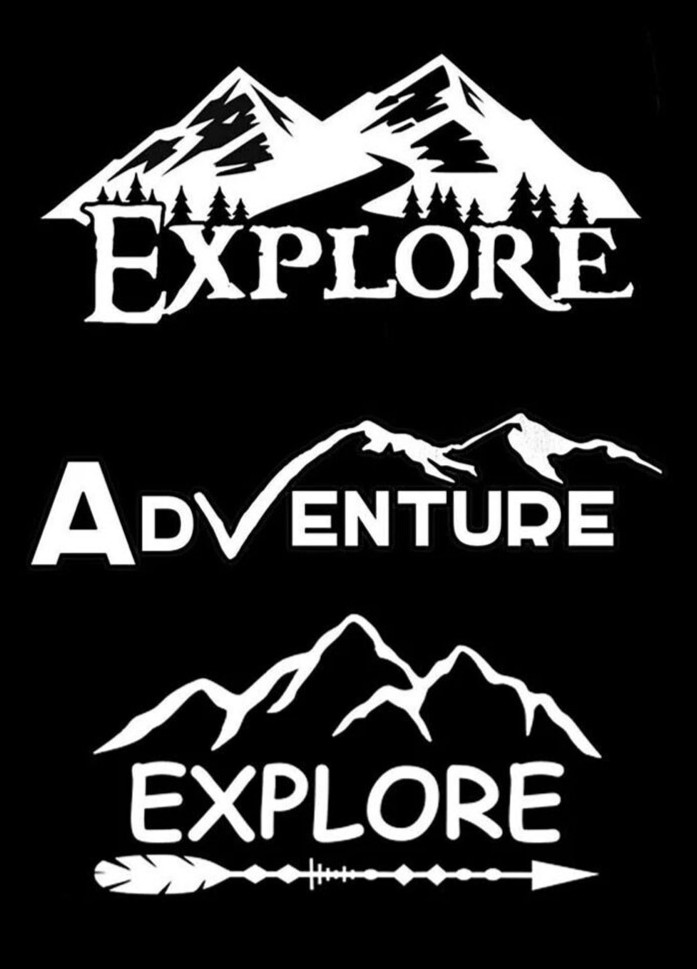 Explore Mountains Hiking Adventure 3 Pack 5″ Vinyl Decal car truck window camper