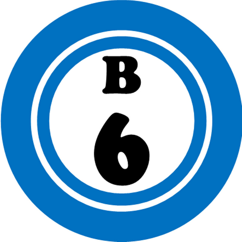 B 6 B6 Bingo Ball – 100 Pack Circle Stickers 3″ x 3″ – Hobby Number Board Lucky