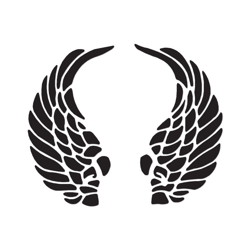 Curled Wings Angel – Vinyl Decal Sticker – Multiple Colors & Sizes – ebn2331