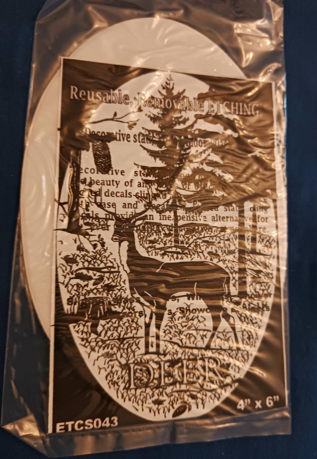 Deer Window Decal 8″x12″ OVAL Etched Glass Look Cling Removable & Reusable 43