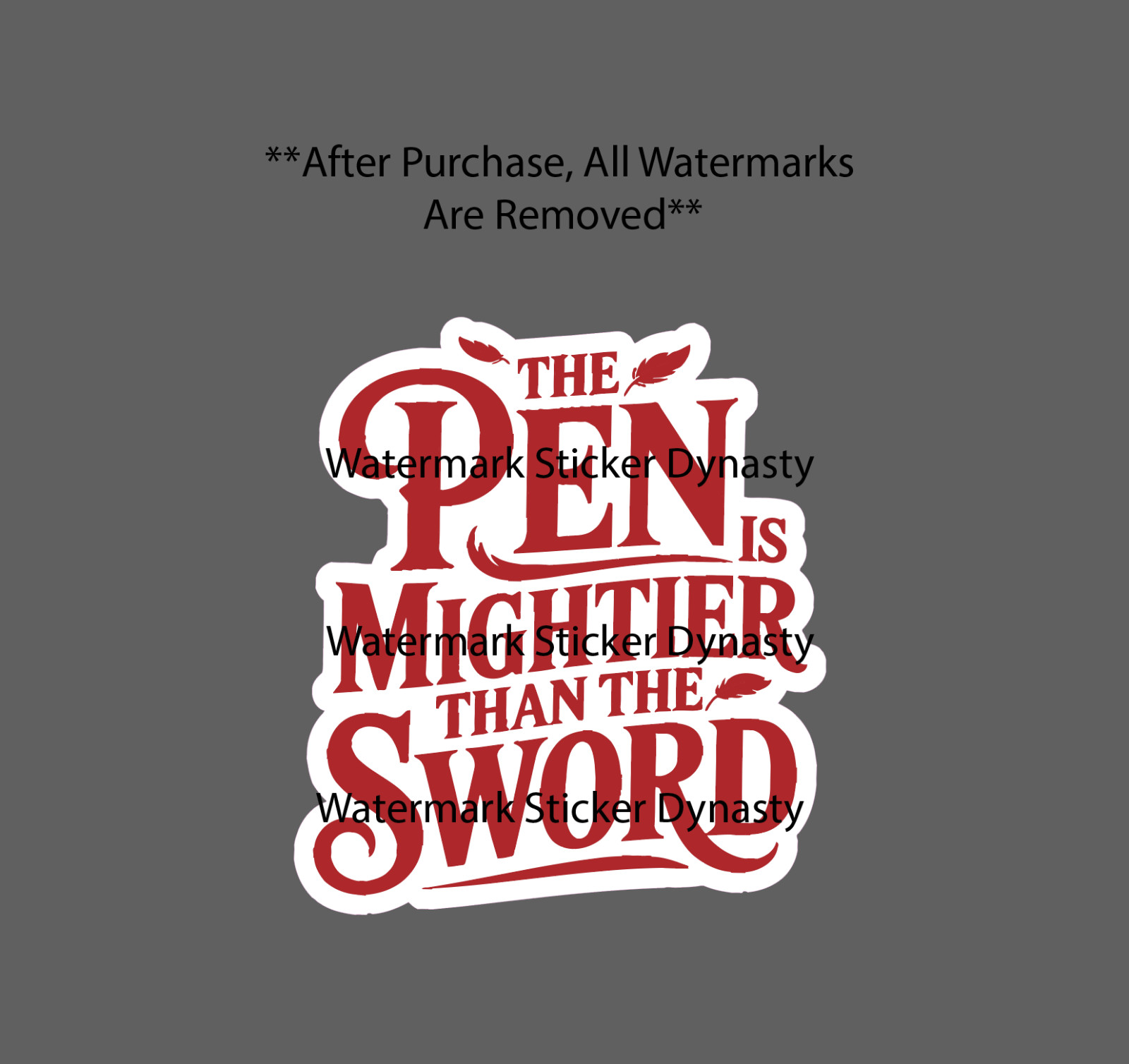 The Pen Is Mightier Than the Sword Sticker Waterproof Decal Quote Write Gift NEW
