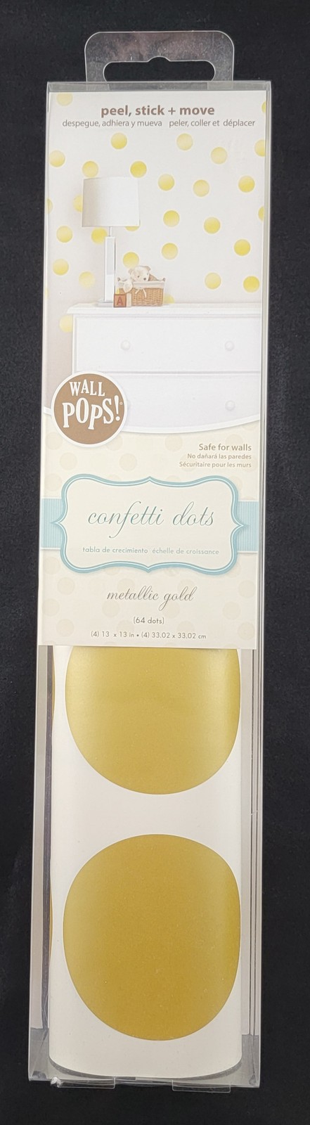 WallPops Confetti Dots Metallic Gold 64 Peel Stick Move Decorative Stickers