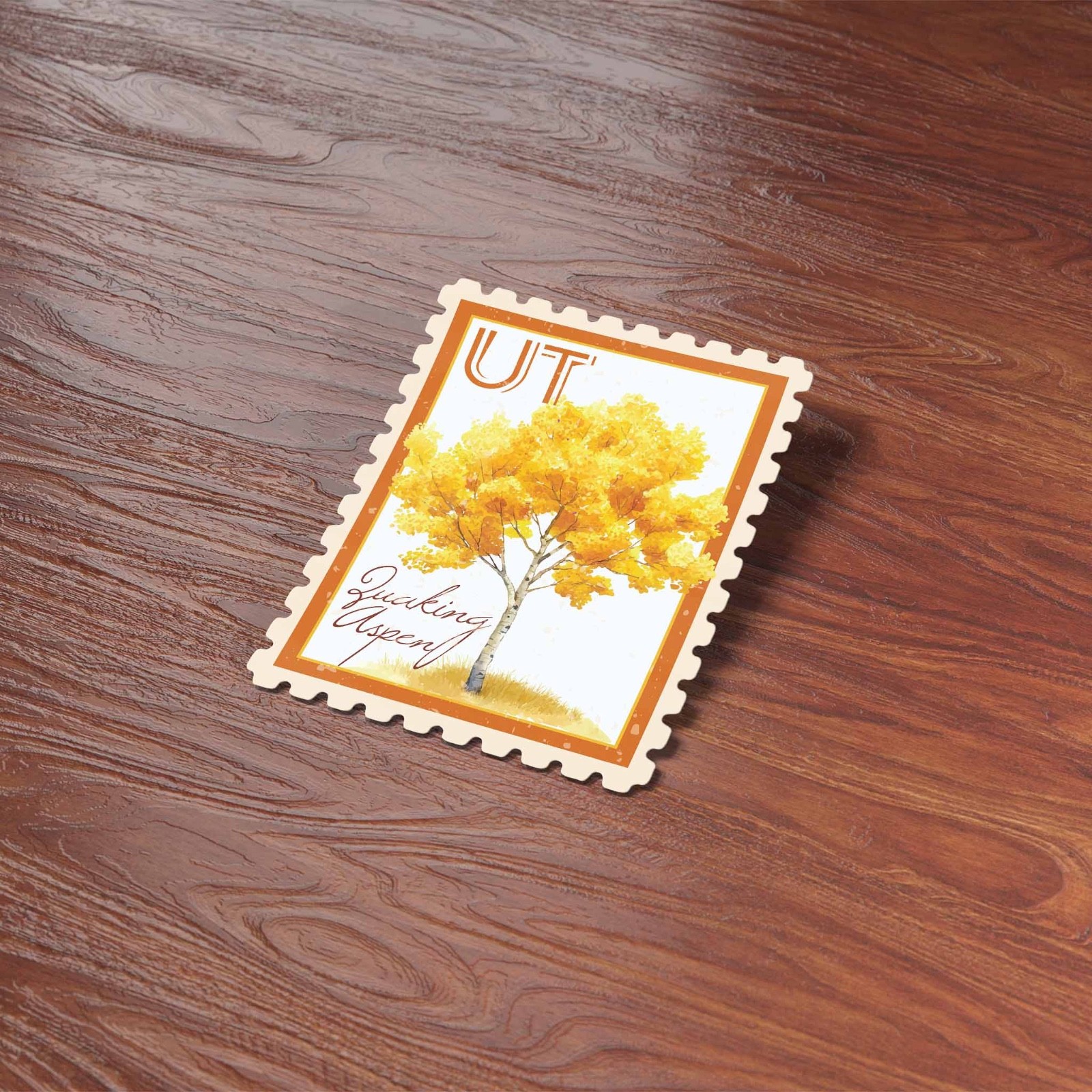 Utah State Tree Quaking Aspen Sticker – UT Vintage Stamp Decal