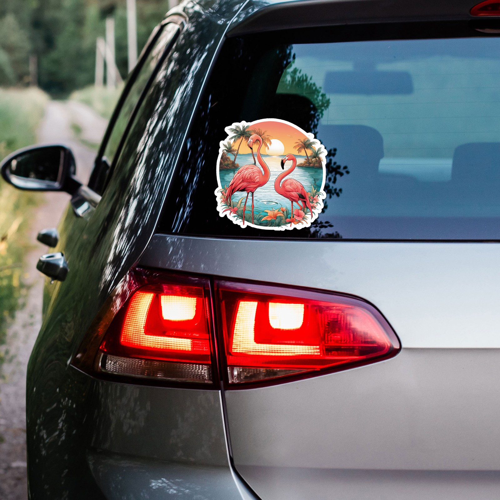 Flamingo Sunset – Vinyl Decal Sticker – Car Window Laptop – ebn11883