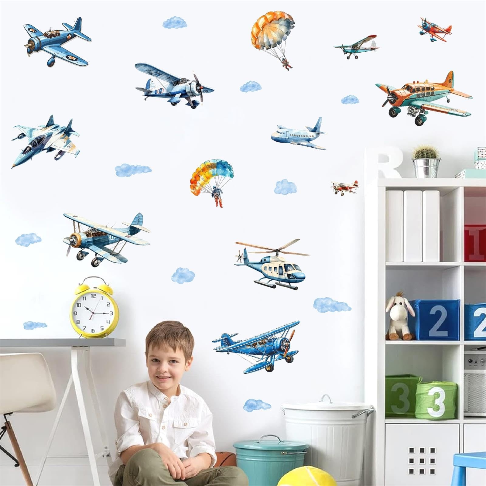 Airplane Wall Stickers Large Airplanes Wall Decals Plane Clouds Decals Aircra…