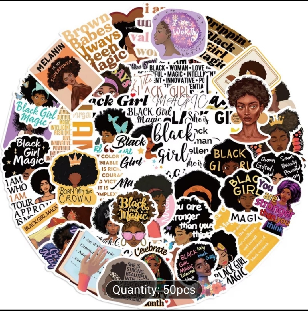 20 PCS Melanin Poppin’ Black Girls Women of Color Stickers BRAND NEW 2nd Set