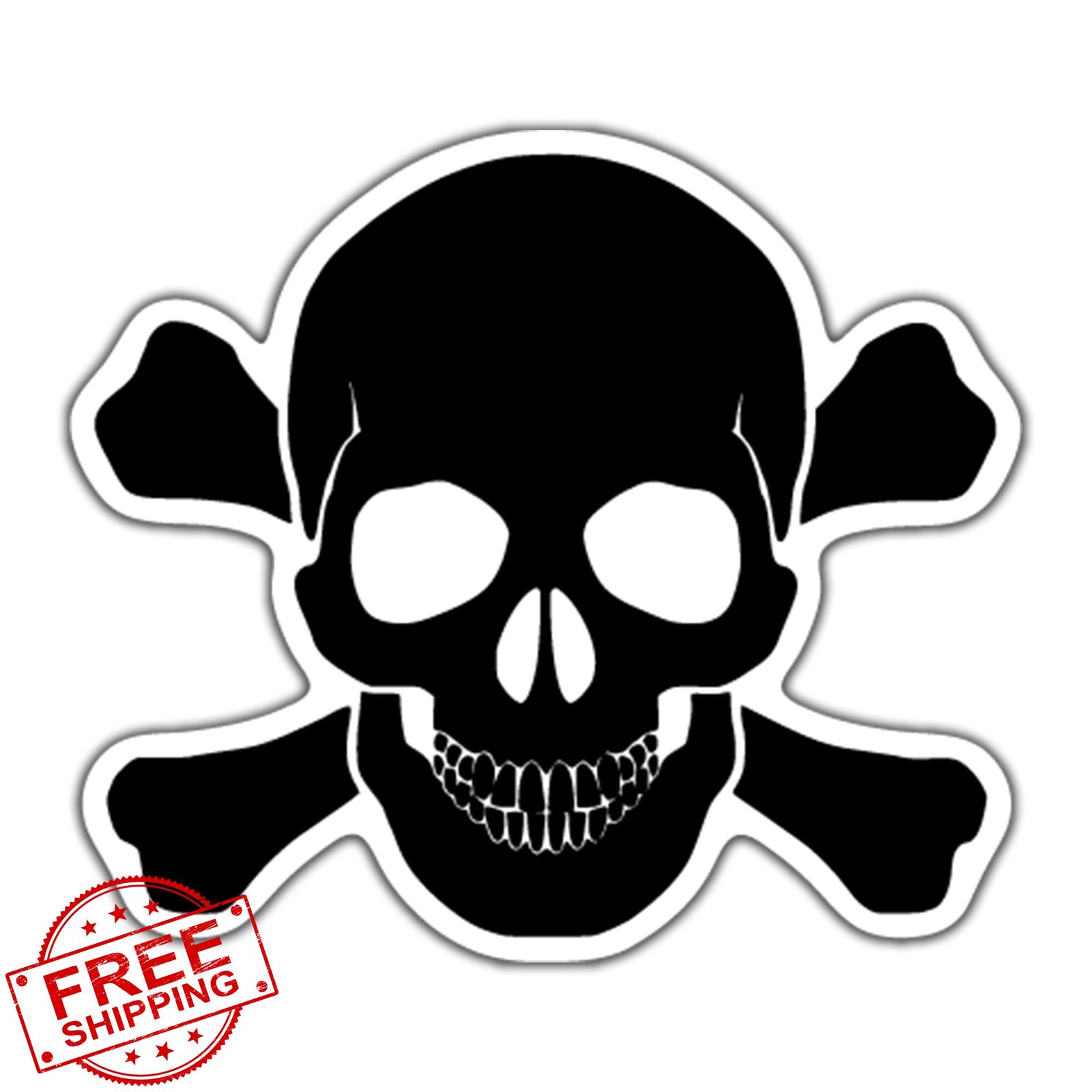 Skull Cross Bones Vinyl Decal Sticker, Black 5.5in Cars Laptops Cups