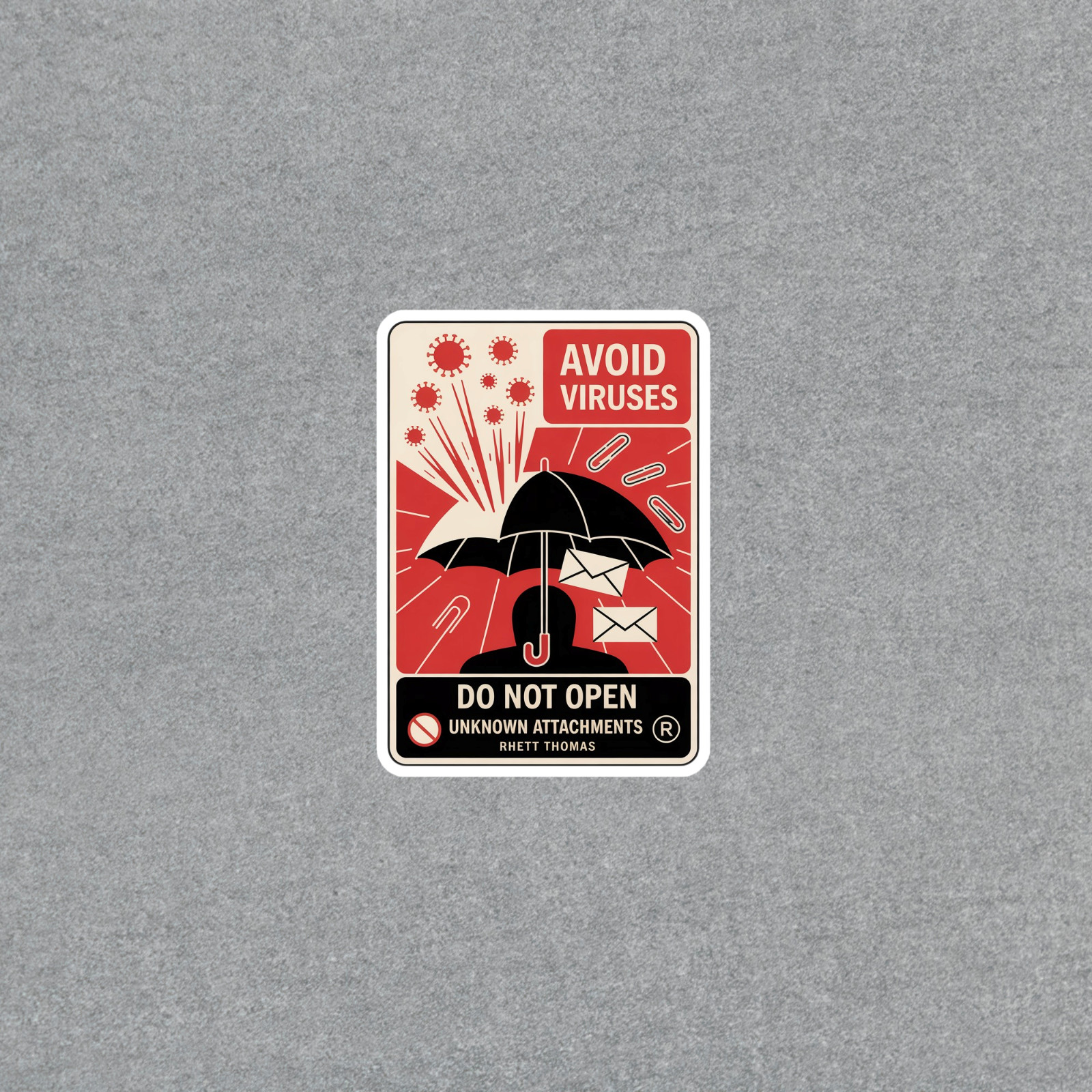 Cyber Safety Warning Sticker – Avoid Digital Viruses & Unknown Attachments #7042