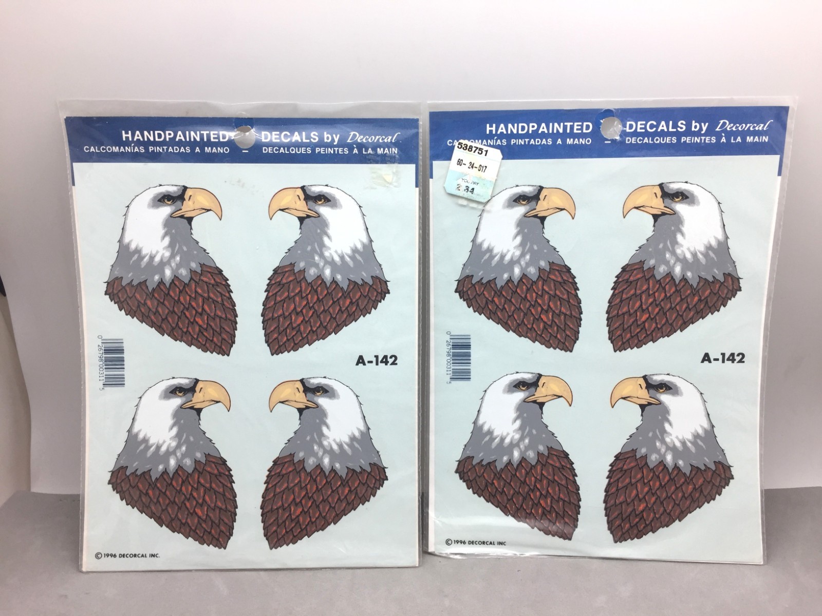 Decoral Decal Lot 2 Packs American Bald Eagle Heads 1996 Vintage A-142 Craft USA