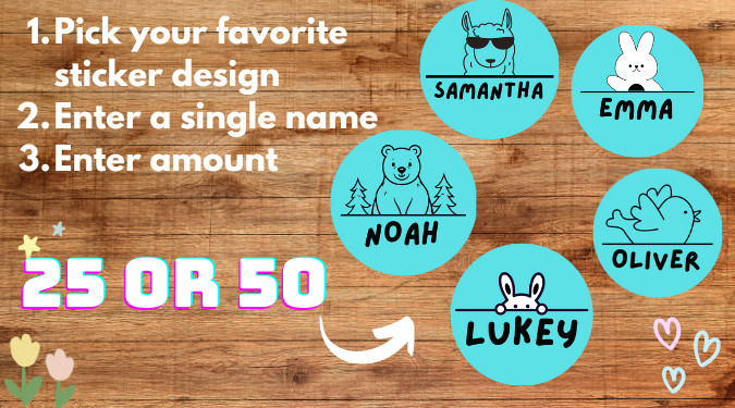 Personalized 2×2 Inch Round Thermal Stickers (25) – Custom Name Labels