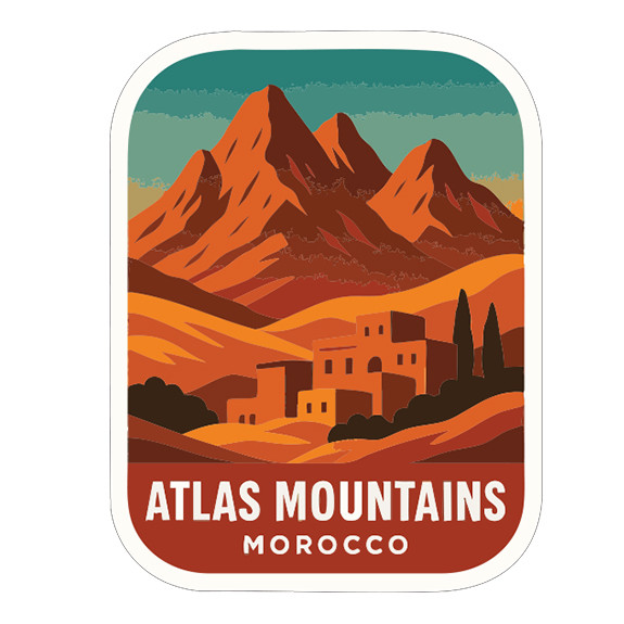 Atlas Mountains Morocco Sticker Decal Vinyl Die-Cut Symbolic Landmark Design