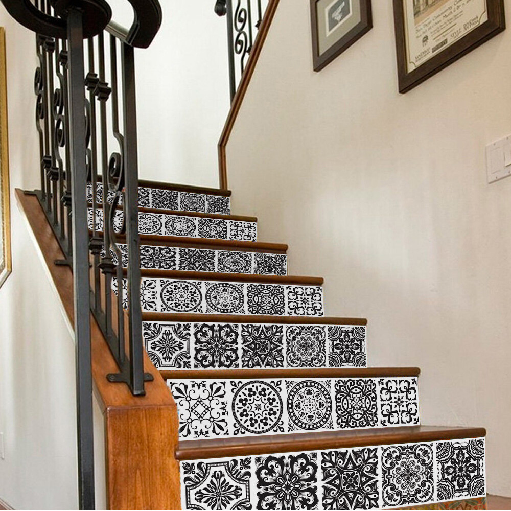 6x 3D Mosaic Stair Riser Decals Wall Tile Stickers Self Adhesive DIY Home Decor