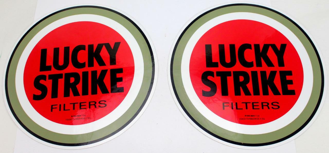 Lot of 2 – 1999 Lucky Strike Store Window Stickers ~ Double Sided ~ 6″