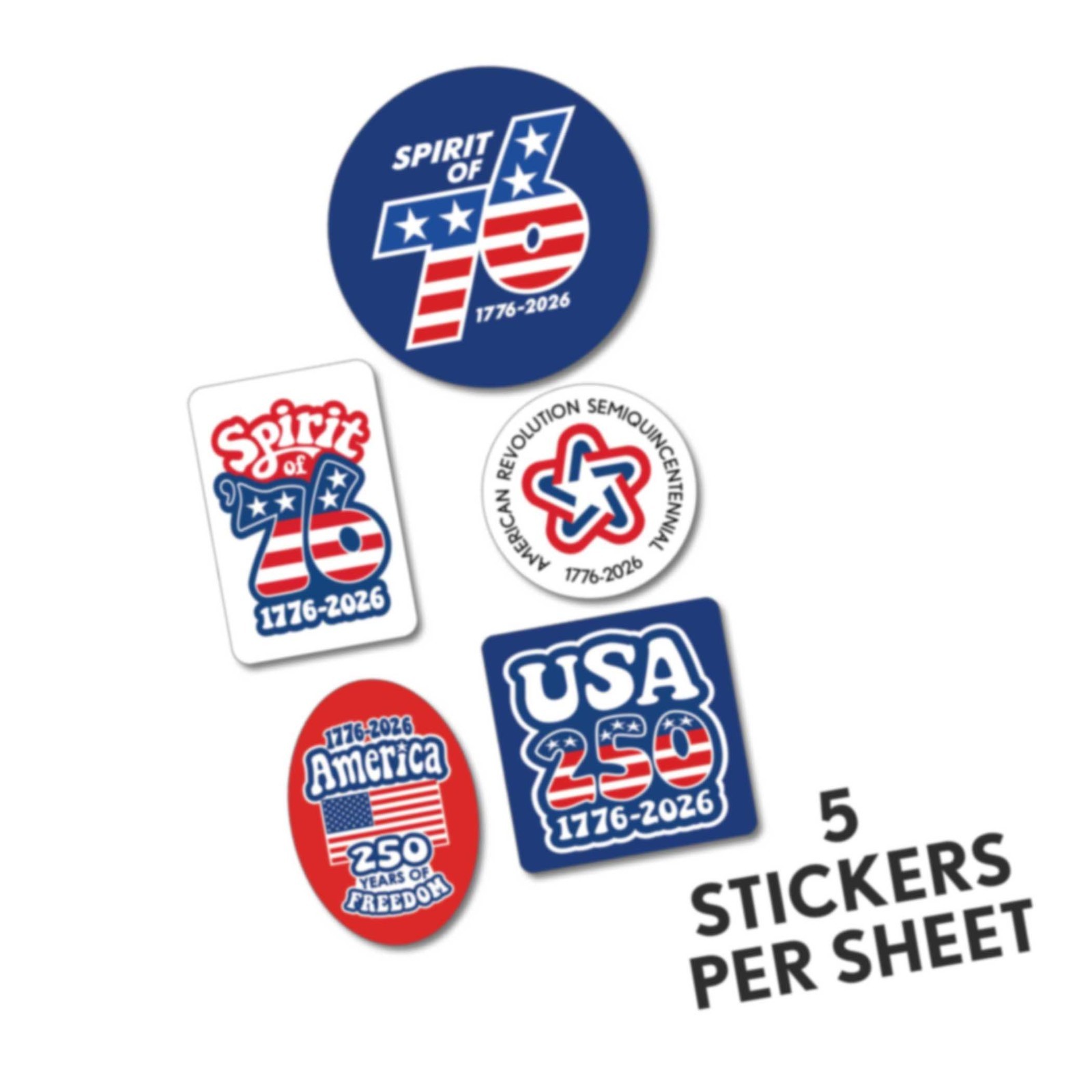 50 Die Cut Sticker Sheets – GROOVY America, Semiquincentennial, 250 Freedom USA