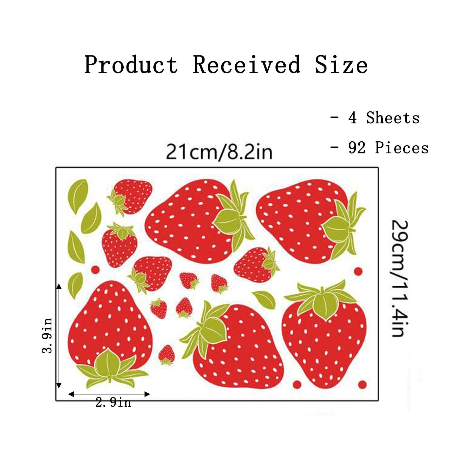 92 Pieces Strawberry Decor Strawberry Stickers Strawberry Wall Decals for Gir…