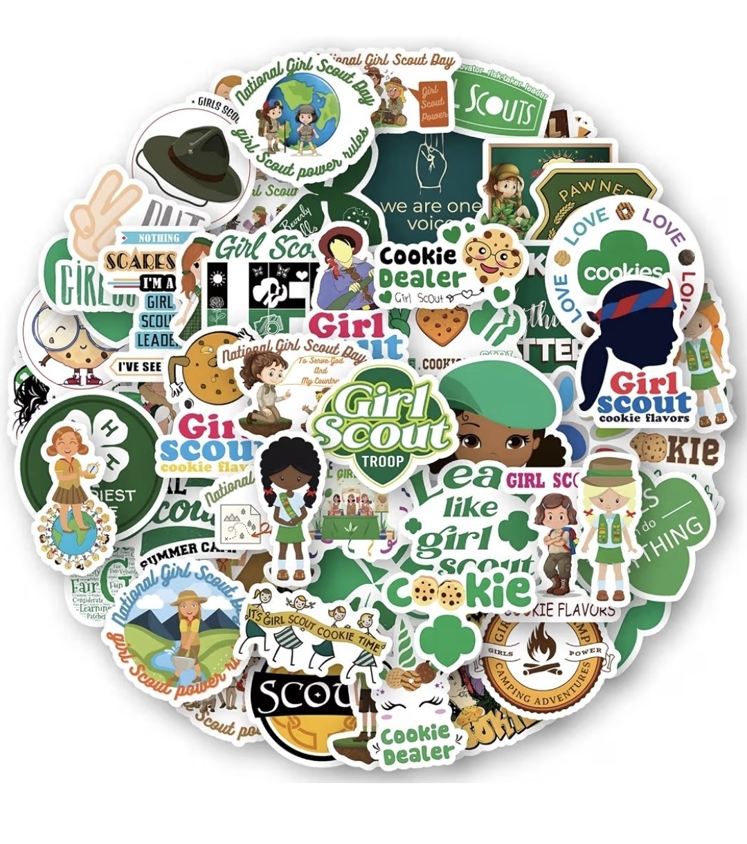 50 pcs, Funny GIRL SCOUT Waterproof Vinyl Stickers, Gift for Phone, Water Bottle