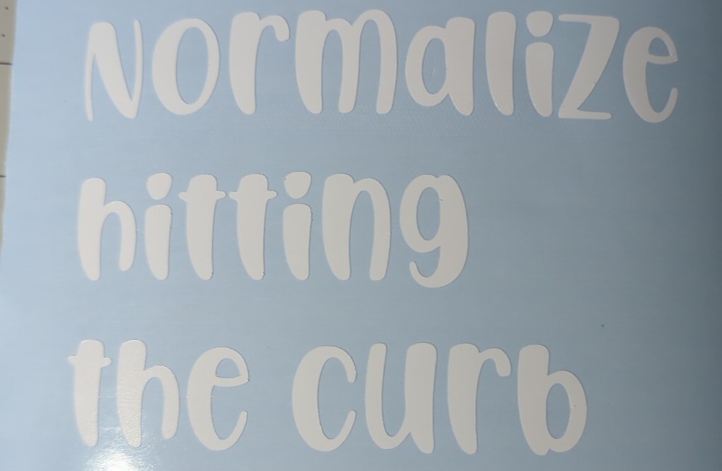 ‘Normalize hitting the curb’ funny vinyl decal 3.5×5″ you choose color
