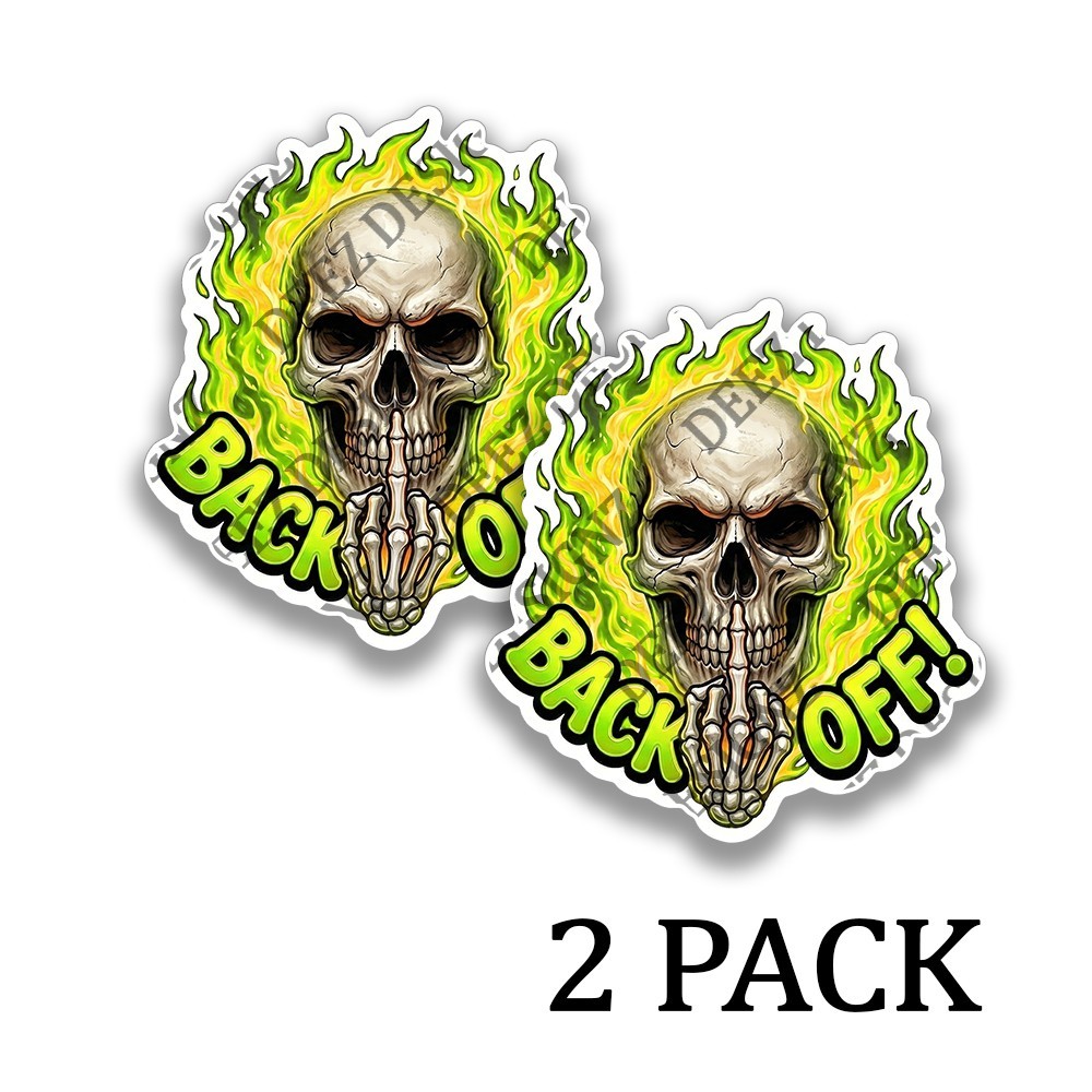 Back Off Skeleton Vinyl Sticker Skull Decal for Laptop Water Bottle Car 2 PACK